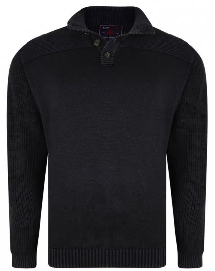 Kam Jeans 78 Washed Effect Knitted Black Winter Jumper - Herren-sweater und -hoodies - Herren-Sweater und -Hoodies in großen Größen