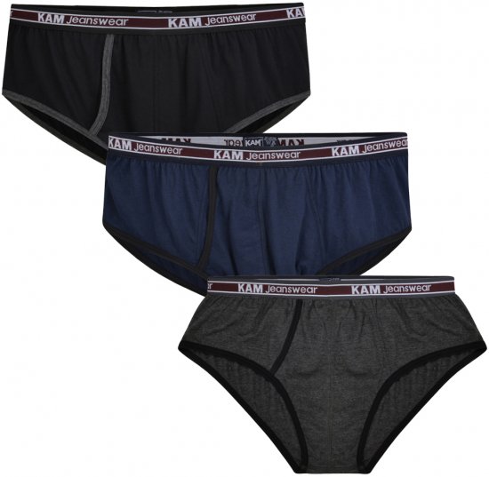 Kam Jeans 806 Underwear Black, Charcoal, Navy 3-Pack - Herrenunterwäsche & bademode - Herrenunterwäsche & Bademode in großen Größen
