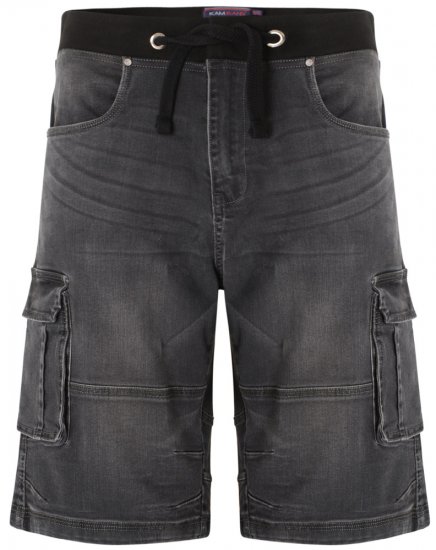 Kam Jeans Dito Denim Shorts Charcoal - Herrenshorts - Herrenshorts in großen Größen