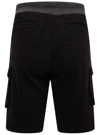 Kam Jeans Elvio Rib Waist Stretch Shorts Black - Herrenshorts - Herrenshorts in großen Größen