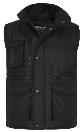 Kam Jeans KV115 Military Multi Pocket Vest Black - Herren jacken - Herren Jacken in großen Größen