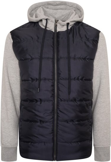 Kam Jeans KV135 Quilted Zip Thru Hoody with Padded Body & Jersey Sleeves Navy TALL SIZES - HERRENBEKLEIDUNG MT-6XLT - Langgrößen für Herren