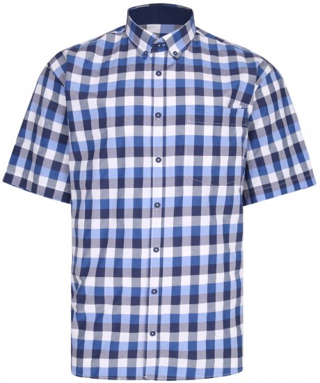 Kam Jeans 642 Premium Short Sleeve Shirt Blue - Herrenhemden - Herrenhemden in großen Größen