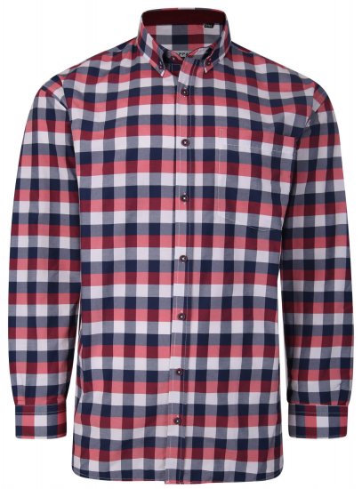 Kam Jeans P642 Premium Large Check Shirt LS Red - Herrenhemden - Herrenhemden in großen Größen