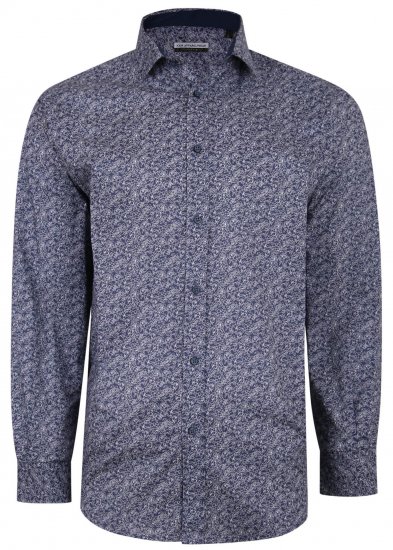 Kam Jeans P680 Floral Print Shirt Navy - Herrenhemden - Herrenhemden in großen Größen