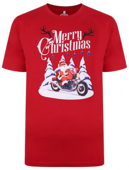 Kam Jeans X009 Santa Biker Print T-Shirt Red - Herren-T-Shirts - Herren-T-Shirts in großen Größen