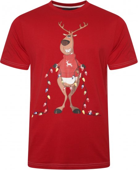 Kam Jeans X028 Rudolph Print T-Shirt Red - Herren-T-Shirts - Herren-T-Shirts in großen Größen
