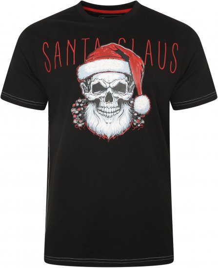 Kam Jeans X029 Santa Claus Skull Print T-Shirt Black - Herren-T-Shirts - Herren-T-Shirts in großen Größen