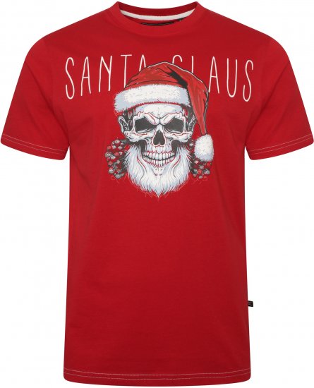 Kam Jeans X029 Santa Claus Skull Print T-Shirt Red - Herren-T-Shirts - Herren-T-Shirts in großen Größen