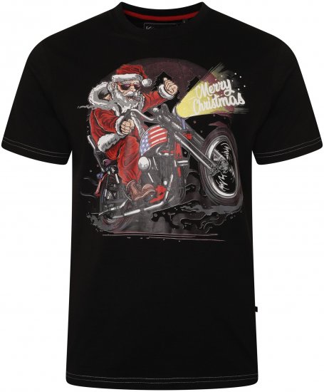 Kam Jeans X030 Santa Biker Print T-Shirt Black - Herren-T-Shirts - Herren-T-Shirts in großen Größen