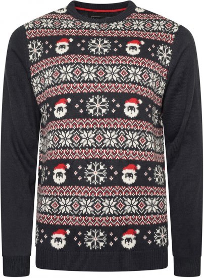 Kam Jeans X032 Snowflake Santa Xmas Sweatshirt Navy - Herren-sweater und -hoodies - Herren-Sweater und -Hoodies in großen Größen