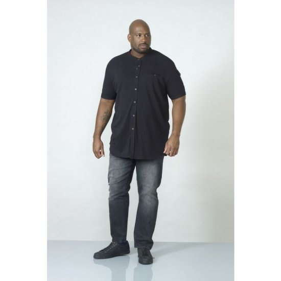 D555 Archer Collarless Shirt Black - Herrenhemden - Herrenhemden in großen Größen