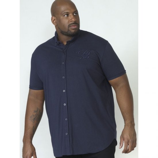 D555 Beaver Couture Jersey Shirt Navy - Herrenhemden - Herrenhemden in großen Größen