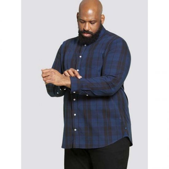 D555 Davenport Long Sleeve Shirt Navy - Herrenhemden - Herrenhemden in großen Größen