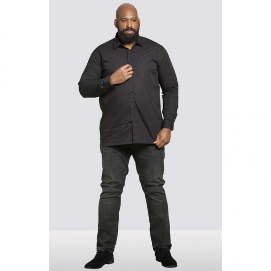 D555 Michael Couture Stretch Shirt Black - Herrenhemden - Herrenhemden in großen Größen