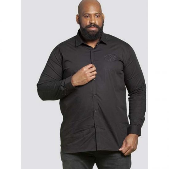 D555 Michael Couture Stretch Shirt Black - Herrenhemden - Herrenhemden in großen Größen