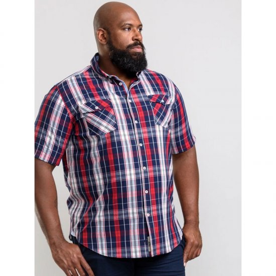 D555 Terell Shirt Navy/Red - Herrenhemden - Herrenhemden in großen Größen