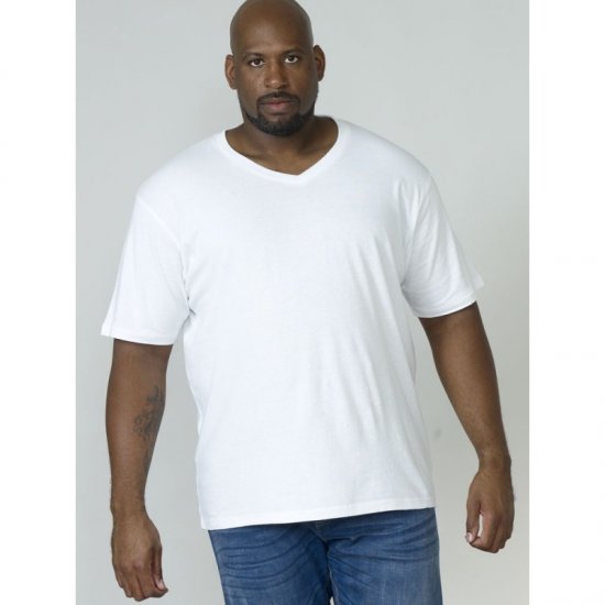 D555 Signature V-Ausschnitt T-shirt Weiß - Herren-T-Shirts - Herren-T-Shirts in großen Größen