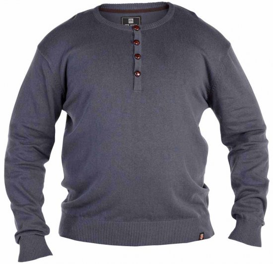 D555 Grandad Knitted Sweater Charcoal - Herren-sweater und -hoodies - Herren-Sweater und -Hoodies in großen Größen