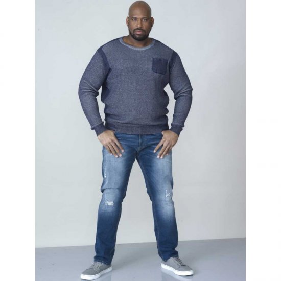 D555 Bryson Crewneck Sweater with Pocket Navy - Herren-sweater und -hoodies - Herren-Sweater und -Hoodies in großen Größen