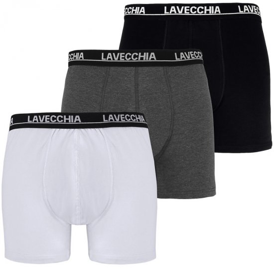 Lavecchia 1020 Boxershorts 3-pack Black/Charcoal/White - Herrenunterwäsche & bademode - Herrenunterwäsche & Bademode in großen Größen