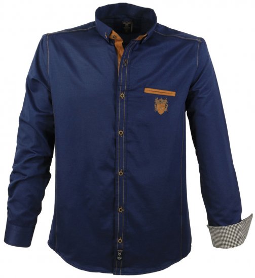 Lavecchia 1980 Long sleeve Shirt Navy Blue - Herrenhemden - Herrenhemden in großen Größen