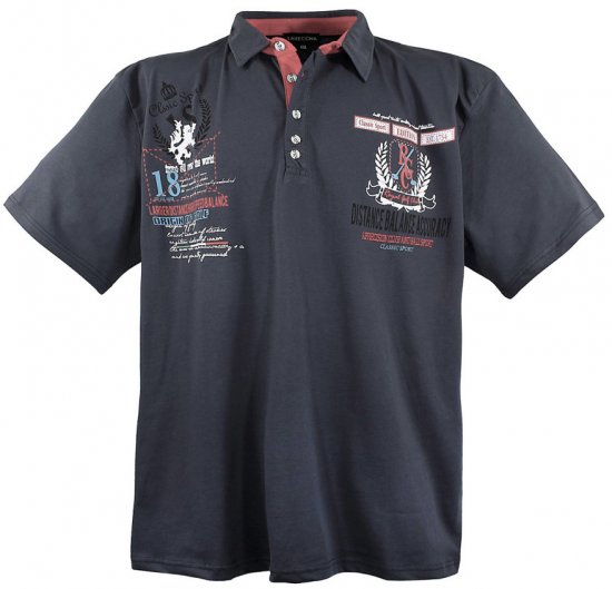 Lavecchia 2038 Printed Jersey Poloshirt Charcoal - Polo-shirts für herren - Polo-Shirts für Herren in großen Größen