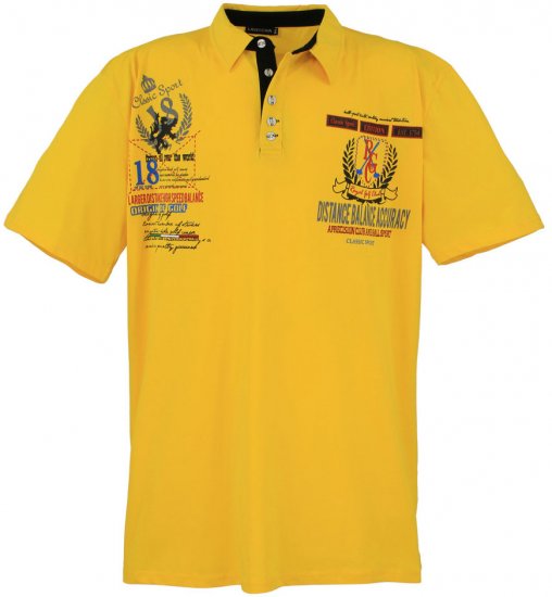 Lavecchia 2038 Printed Jersey Poloshirt Yellow - Polo-shirts für herren - Polo-Shirts für Herren in großen Größen