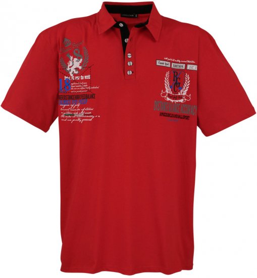 Lavecchia 2038 Printed Jersey Poloshirt Red - Polo-shirts für herren - Polo-Shirts für Herren in großen Größen