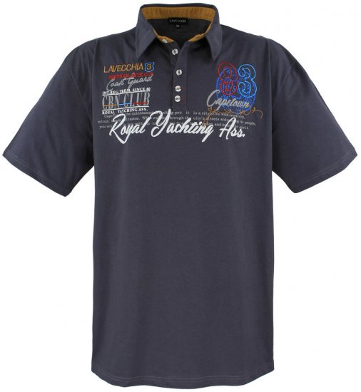 Lavecchia 4688 Printed Jersey Poloshirt Charcoal - Polo-Shirts für Herren in großen Größen - Polo-Shirts für Herren in großen Größen