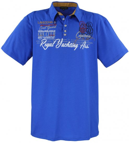 Lavecchia 4688 Printed Jersey Poloshirt Royal Blue - Polo-shirts für herren - Polo-Shirts für Herren in großen Größen