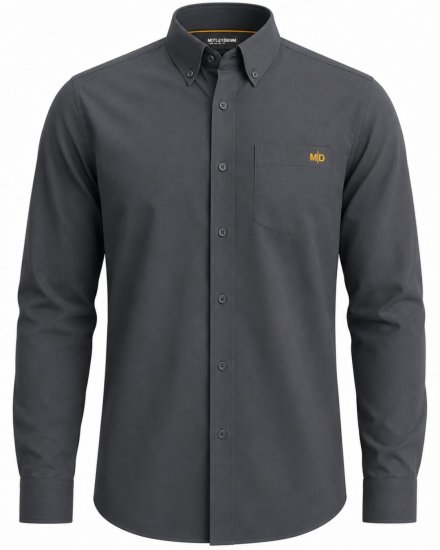 Motley Denim Lisbon Long Sleeve Shirt Charcoal - Herrenhemden - Herrenhemden in großen Größen