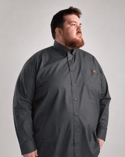 Motley Denim Lisbon Long Sleeve Shirt Charcoal - Herrenhemden - Herrenhemden in großen Größen
