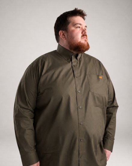 Motley Denim Lisbon Long Sleeve Shirt Dark Khaki - Herrenhemden - Herrenhemden in großen Größen