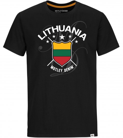 Motley Denim Lithuania T-shirt Black - Herren-T-Shirts - Herren-T-Shirts in großen Größen