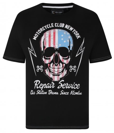 Kam Jeans 5733 USA Skull Print T-Shirt Black - Herren-T-Shirts - Herren-T-Shirts in großen Größen