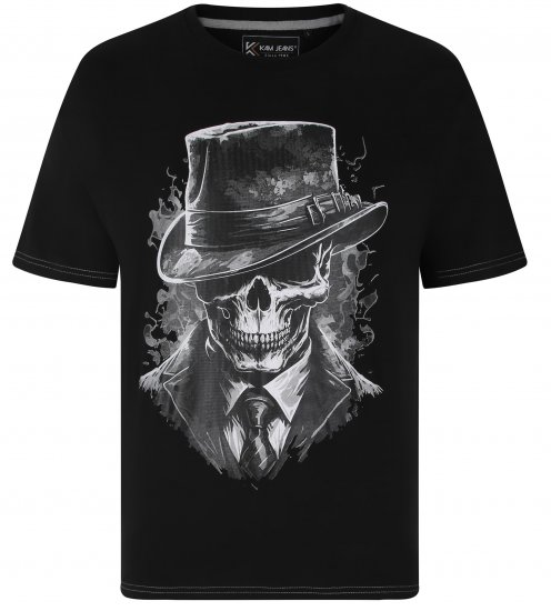 Kam Jeans 5734 Gentleman Skull Printed Black - Herren-T-Shirts in großen Größen - Herren-T-Shirts in großen Größen