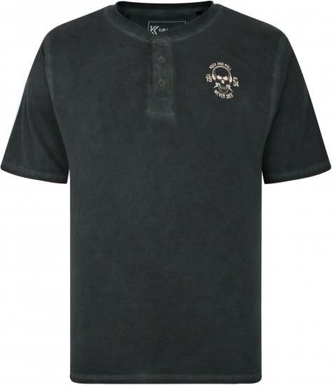 Kam Jeans 5741 Acid Wash Skull Print Tee Charcoal - Herren-T-Shirts - Herren-T-Shirts in großen Größen
