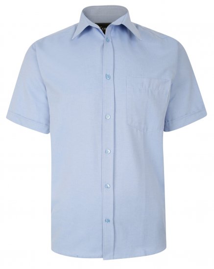 Kam Jeans 6283 Casual SS Herringbone Shirt Blue - Herrenhemden in großen Größen - Herrenhemden in großen Größen