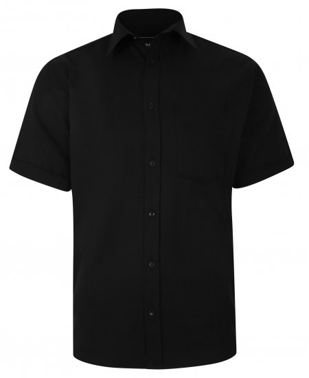Kam Jeans 6283 Casual SS Herringbone Shirt Black - Herrenhemden - Herrenhemden in großen Größen