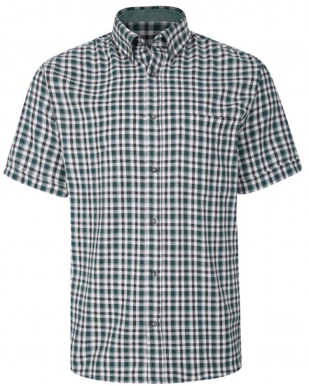 Kam Jeans 6285 Casual SS Check Shirt Evergreen - Herrenhemden - Herrenhemden in großen Größen