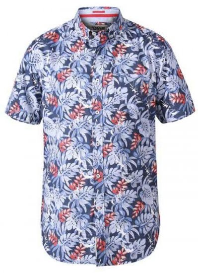 D555 Malibu Hawaiian Short Sleeve Shirt Blue - Herrenhemden - Herrenhemden in großen Größen