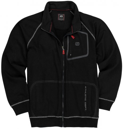 Adamo Manuel Sweatshirt with Zipper Black - Herren-sweater und -hoodies - Herren-Sweater und -Hoodies in großen Größen