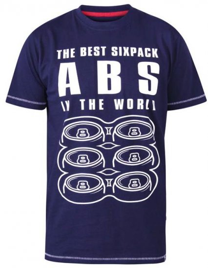 D555 Marco Best Sixpack Abs Crew Neck Printed T-Shirt Navy - Herren-T-Shirts - Herren-T-Shirts in großen Größen