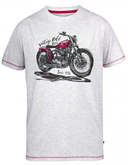D555 Miles Vintage Rides Motorbike Crew Neck Printed T-Shirt - Herren-T-Shirts - Herren-T-Shirts in großen Größen