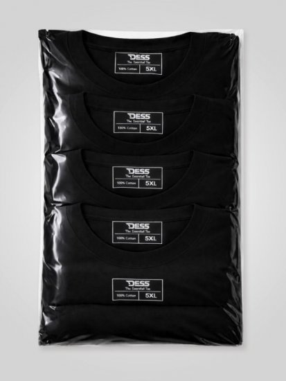 D555 Smartly T-Shirt Rundhals Schwarz 5er-Pack - Herren-T-Shirts - Herren-T-Shirts in großen Größen