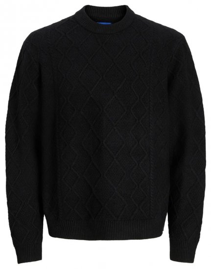 Jack & Jones Cambridge Cable Knit Sweater Black - Herren-sweater und -hoodies - Herren-Sweater und -Hoodies in großen Größen
