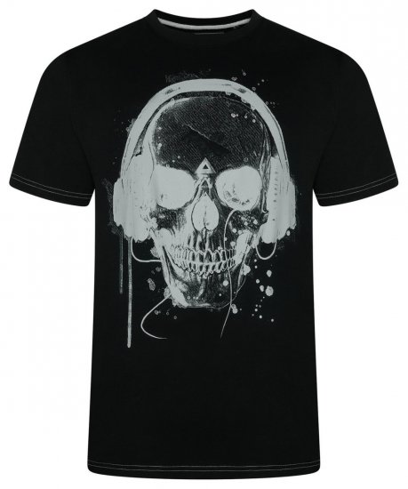 Kam Jeans 5811 T-Shirt mit Totenkopf-Print Schwarz - Herren-T-Shirts - Herren-T-Shirts in großen Größen