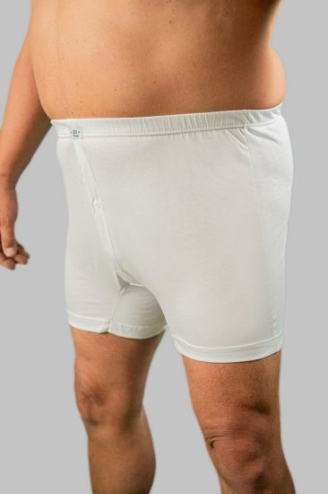 20 Nodi Combed Cotton Jersey Boxer with Front Button Fly White - Herrenunterwäsche & bademode - Herrenunterwäsche & Bademode in großen Größen