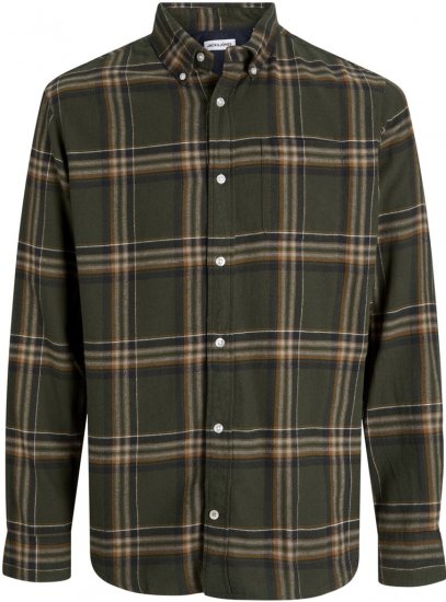 Jack & Jones Classic Flannel Long Sleeve Shirt Green - Herrenhemden - Herrenhemden in großen Größen